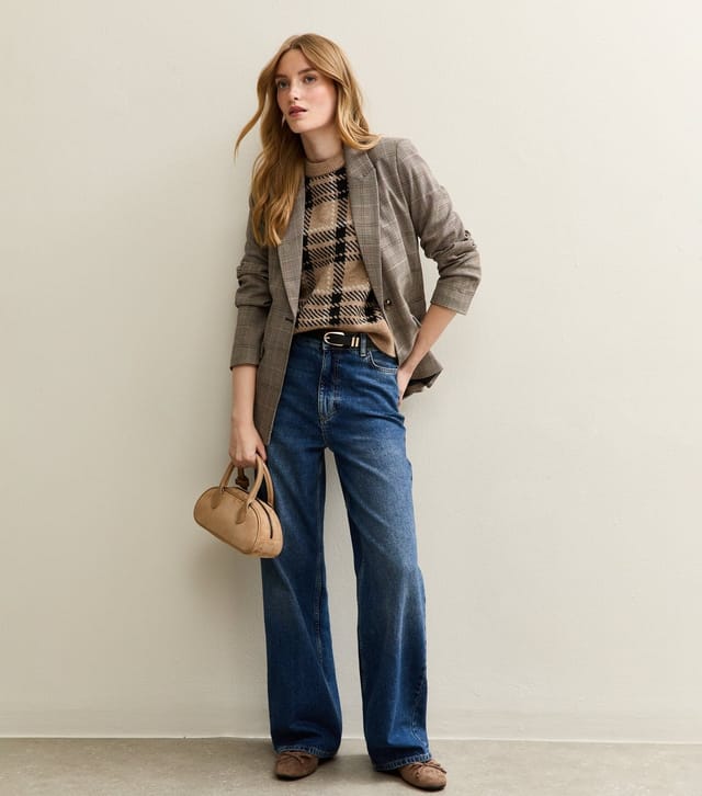 New Look Women's Brown Checked Sleeveless Jumper New Look - 3