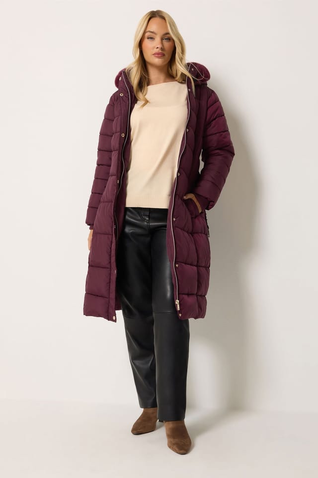 M&Co M&Co Women's Glam Belted Midi Coat in Purple - 3