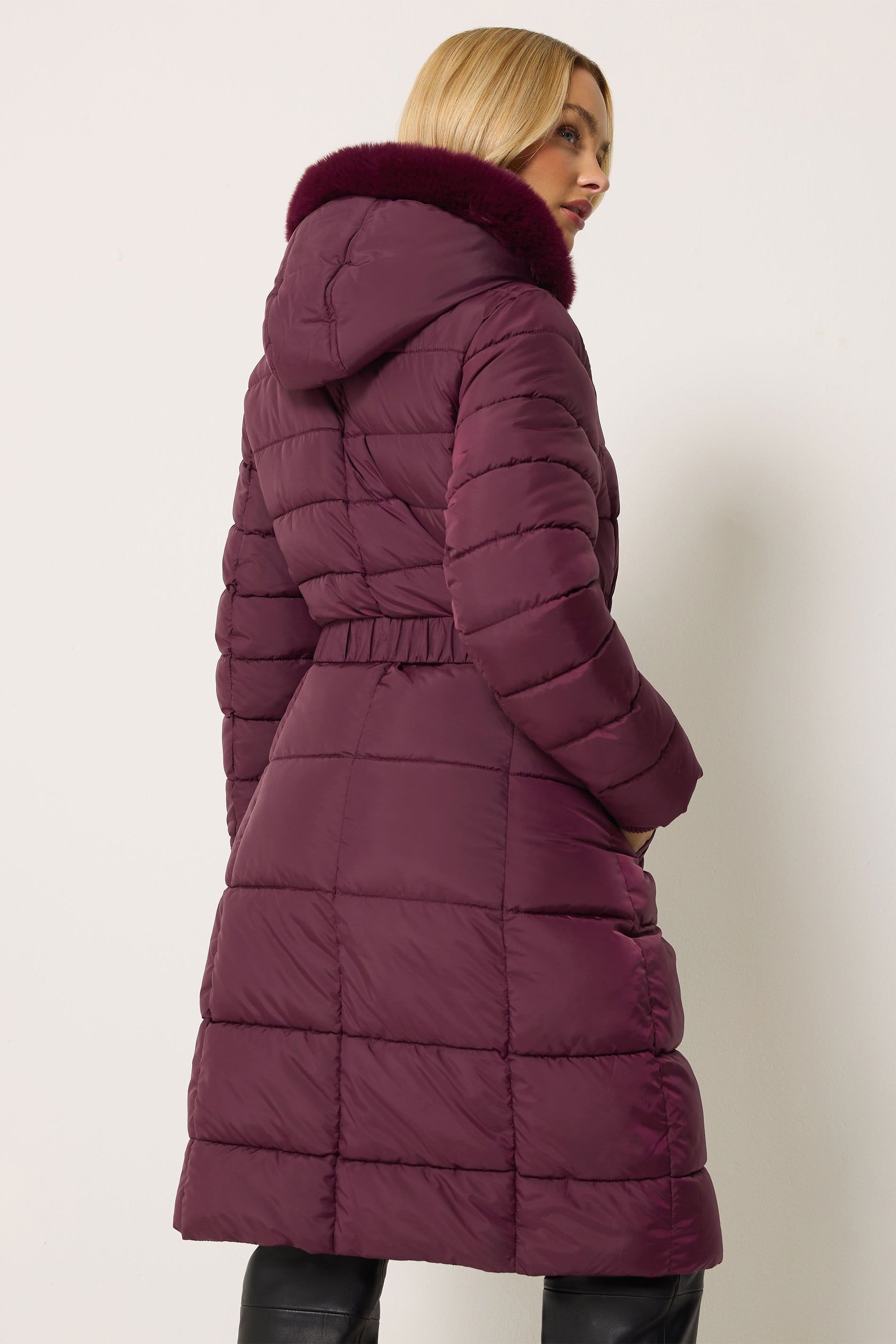 M&Co M&Co Women's Glam Belted Midi Coat in Purple - 4