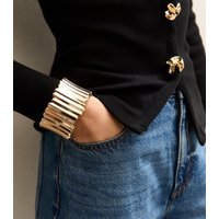 New Look Gold Tone Wide Long Metal Stretch Bracelet New Look - 1