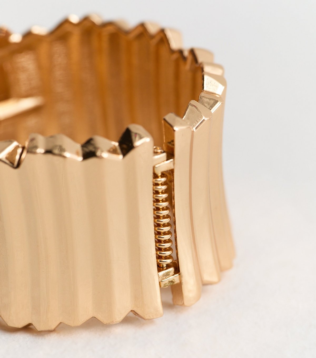 New Look Gold Tone Wide Long Metal Stretch Bracelet New Look - 4