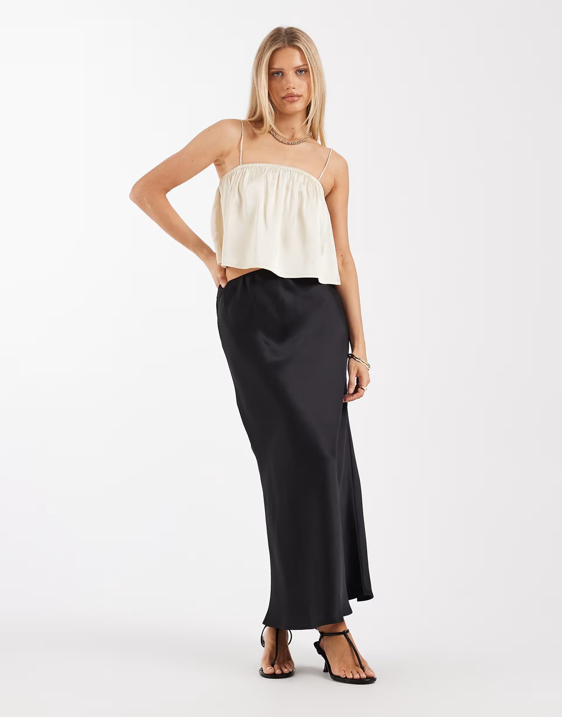 ASOS ASOS DESIGN satin bias maxi skirt in black