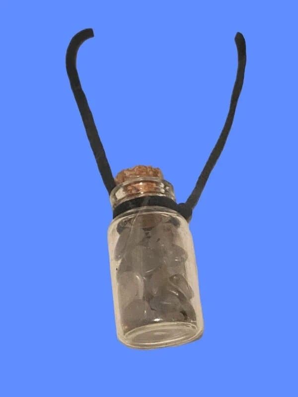 Crystal 2x Crystal glass jar pendants on string