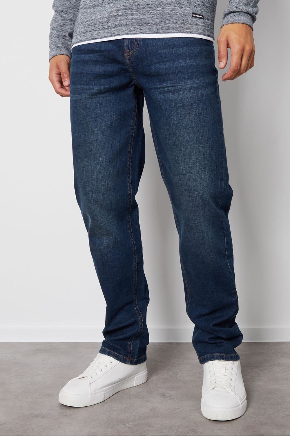 Threadbare Threadbare Men's 'Canterbury' Straight Fit Jeans With Stretch in Mid Blue