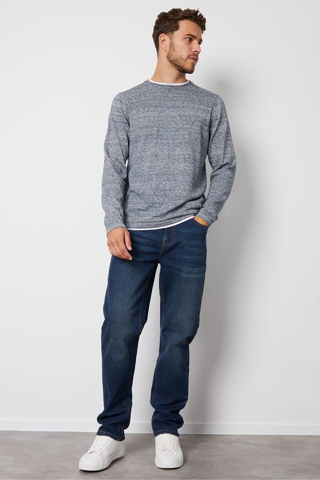 Threadbare Threadbare Men's 'Canterbury' Straight Fit Jeans With Stretch in Mid Blue - 3