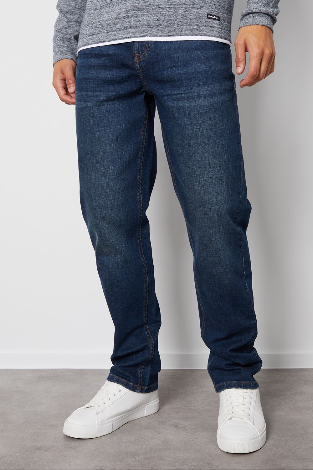 Threadbare Threadbare Men's 'Canterbury' Straight Fit Jeans With Stretch in Mid Blue - 4