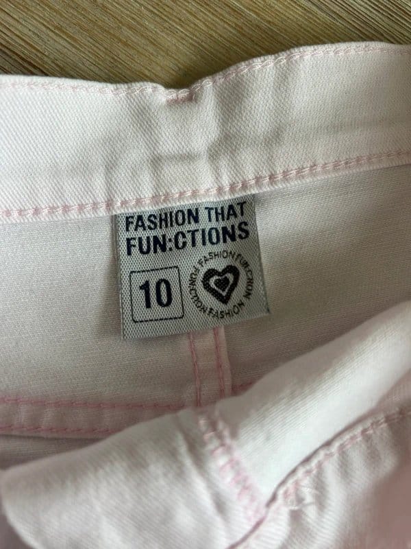 Miss Selfridge Pale Pink Denim Mini Skirt – Lips Graphic, Size 10