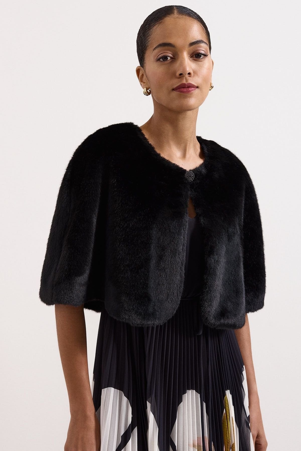 Phase Eight Black Faux Fur Capelet