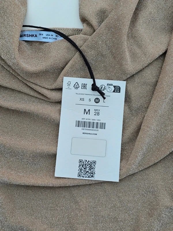 Bershka Shimmery Draped Halter Neck Top in Beige Gold