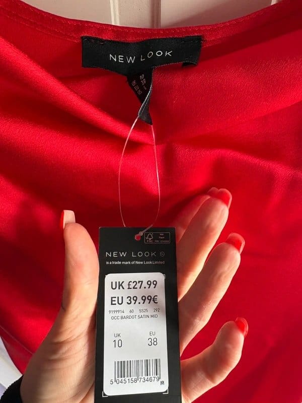 New Look Red Satin Off-Shoulder Midi Dress
