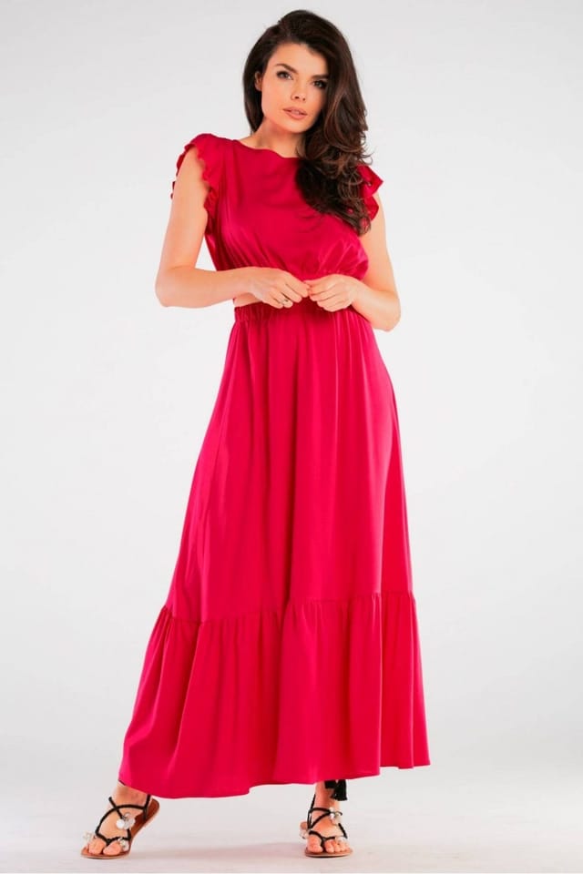 Love Lace Love Lace Women's Airy Viscose Tie Back Frill Sleeve Blouse in Cerise - 2