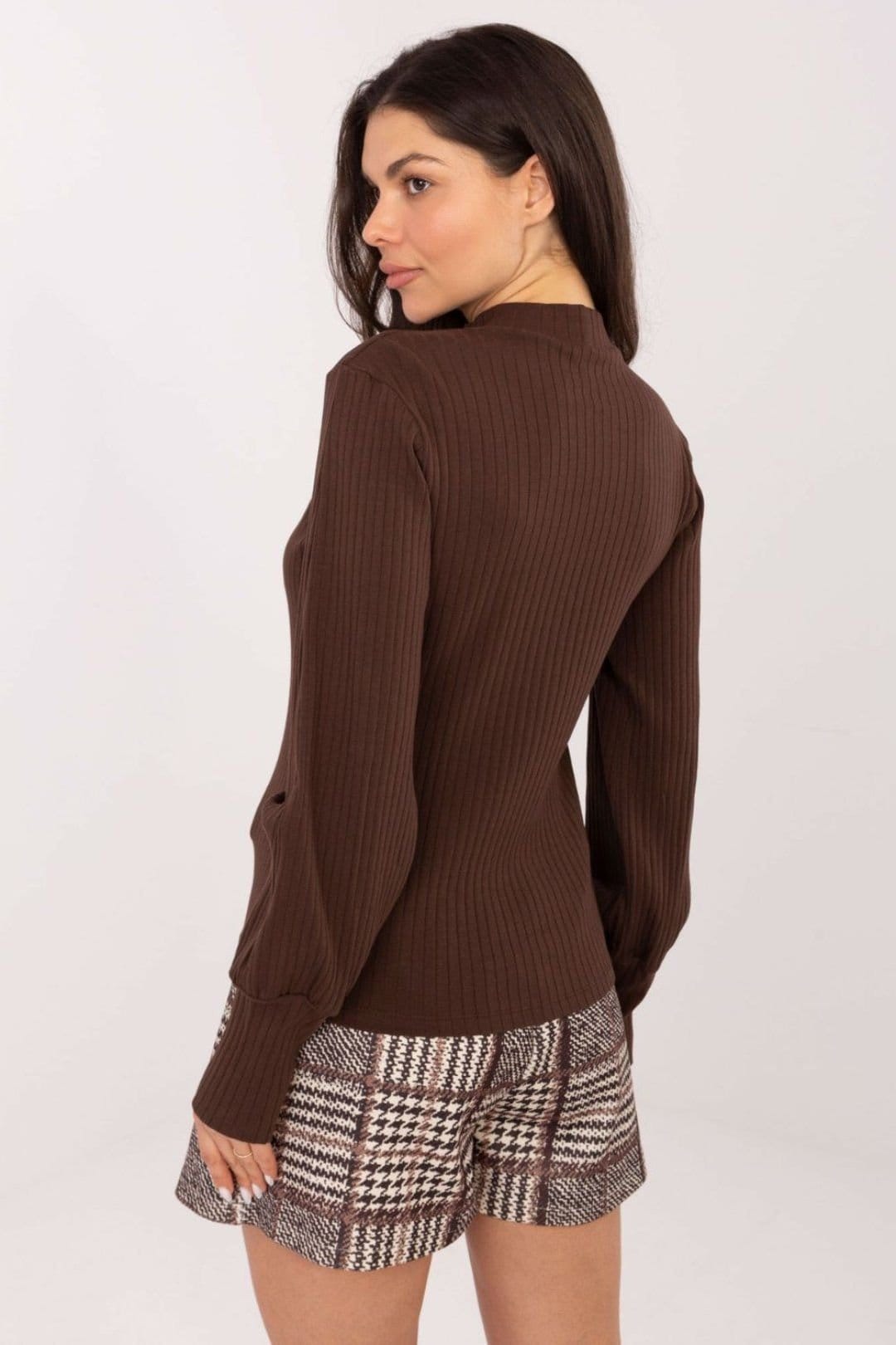 Love Lace Love Lace Women's Everyday Blouse with Puffy Long Sleeves in Brown - 4