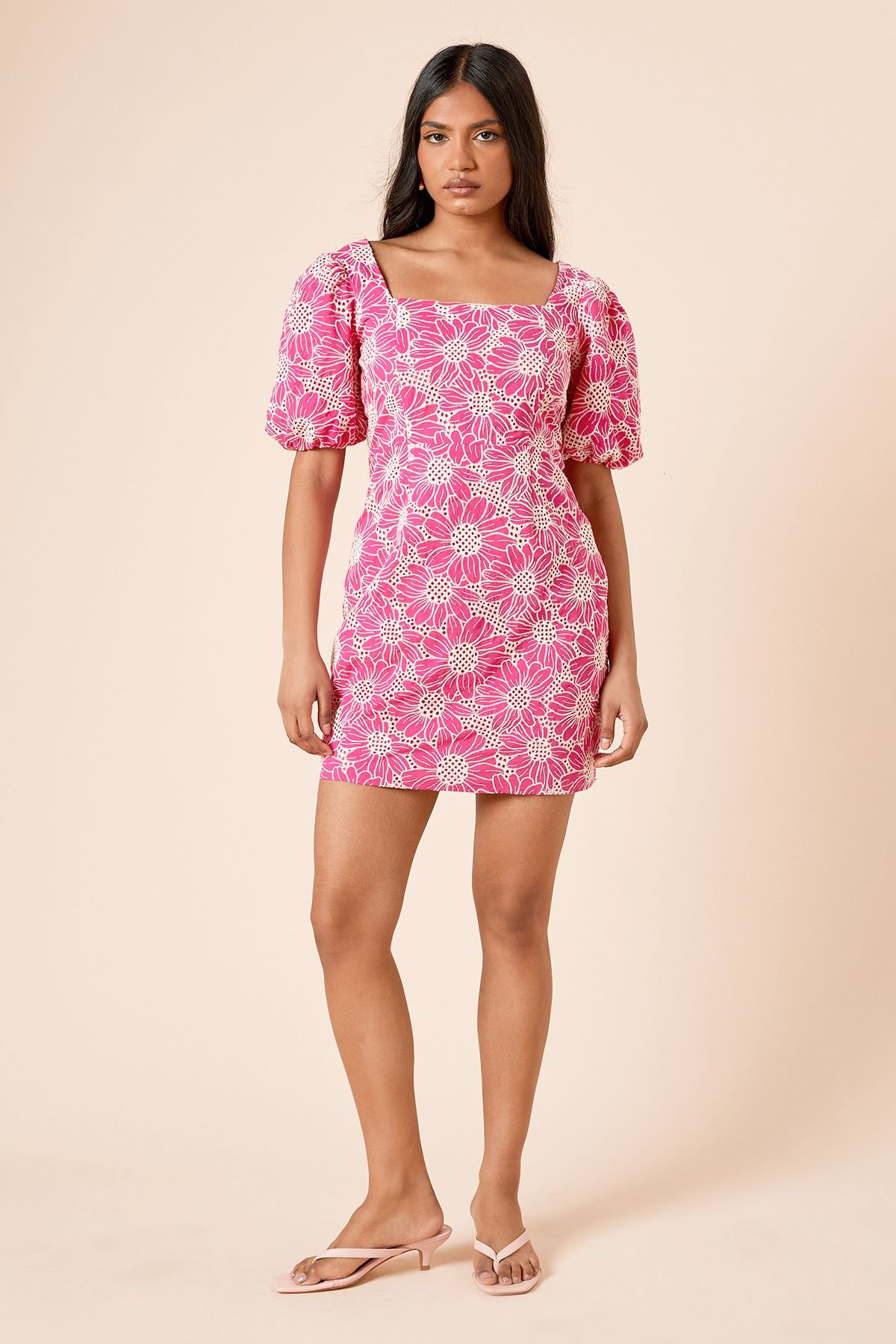 Dorothy Perkins Dorothy Perkins Women's Petite Cutwork Floral Scalloped Edge Mini dress in Pink - 2
