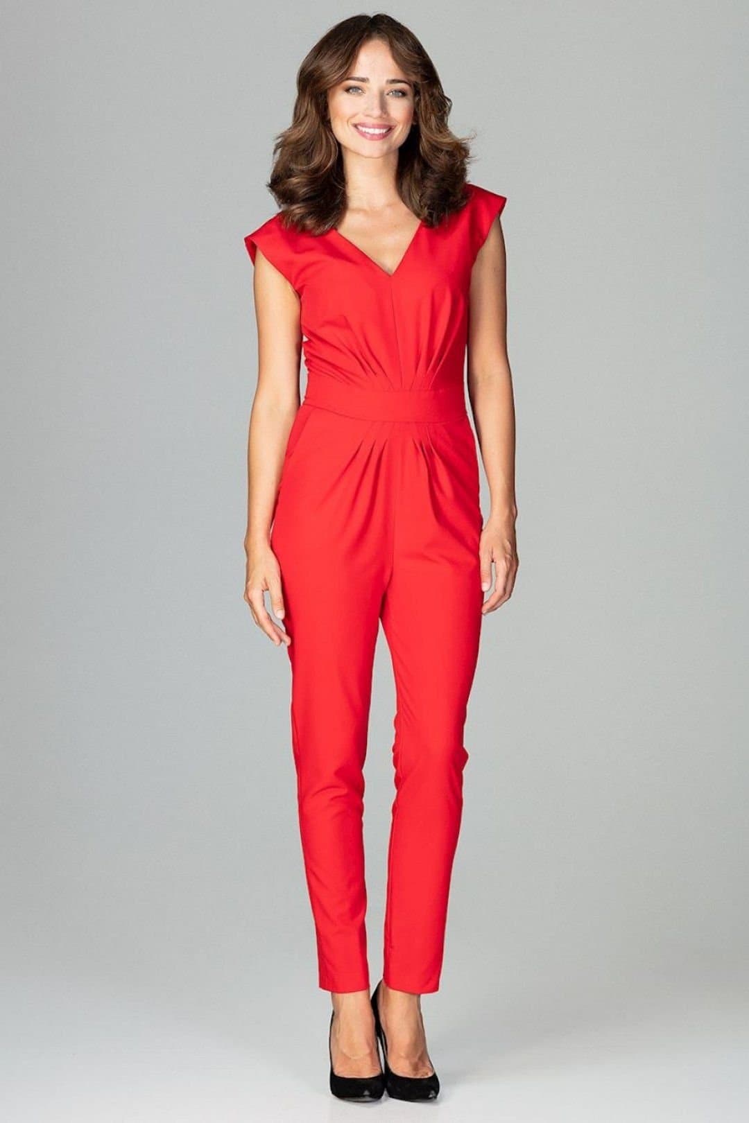 Love Lace Love Lace Women's Fashion Back Zip Jumpsuit for Evening Wear in Red