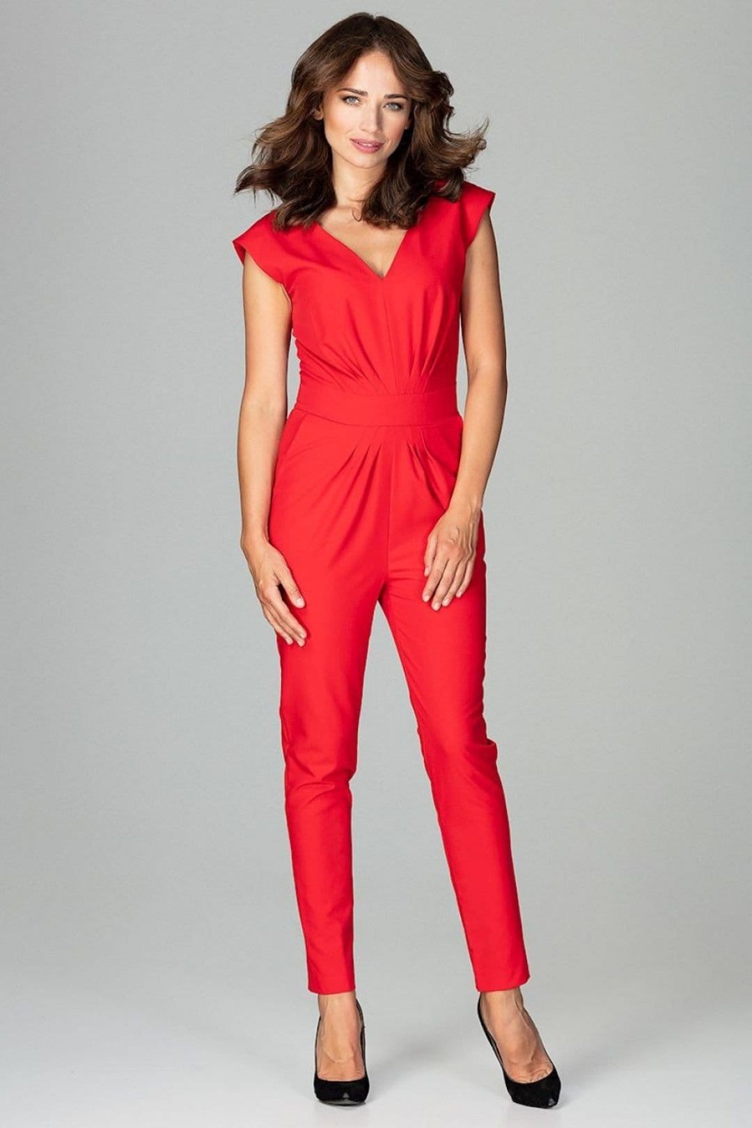 Love Lace Love Lace Women's Fashion Back Zip Jumpsuit for Evening Wear in Red - 4