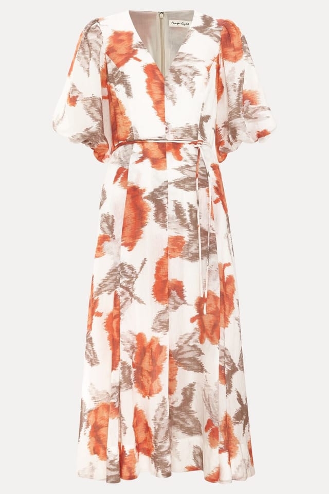 Phase Eight Phase Eight Women's V-Neck Midi Dress in Off-White - 2