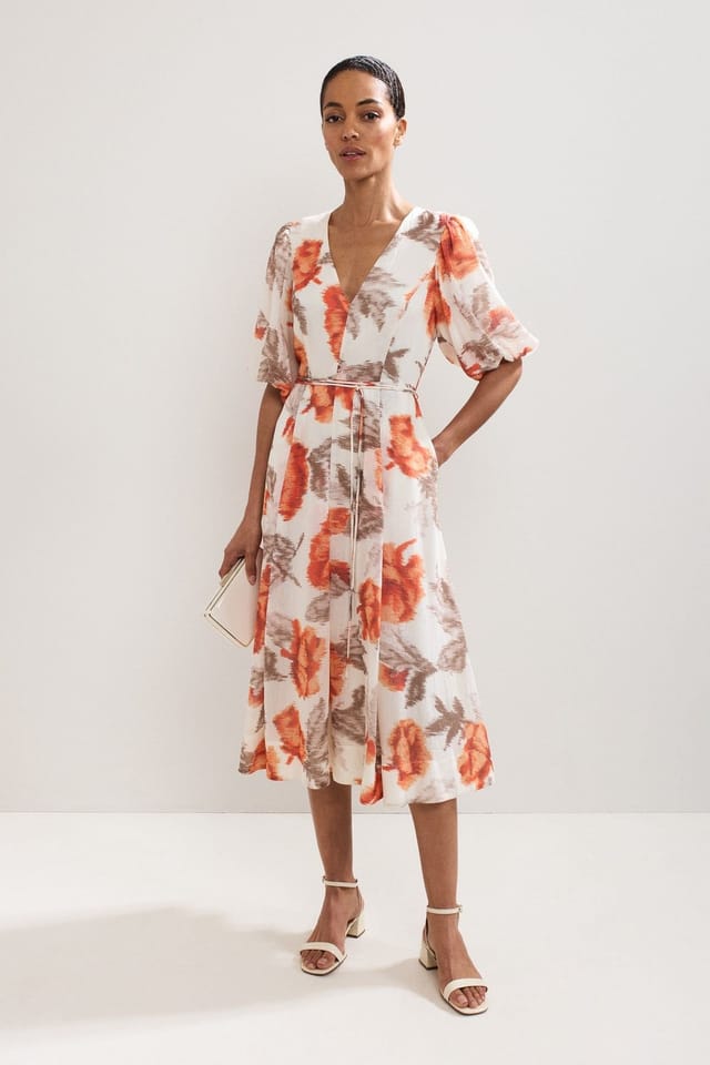 Phase Eight Phase Eight Women's V-Neck Midi Dress in Off-White - 3