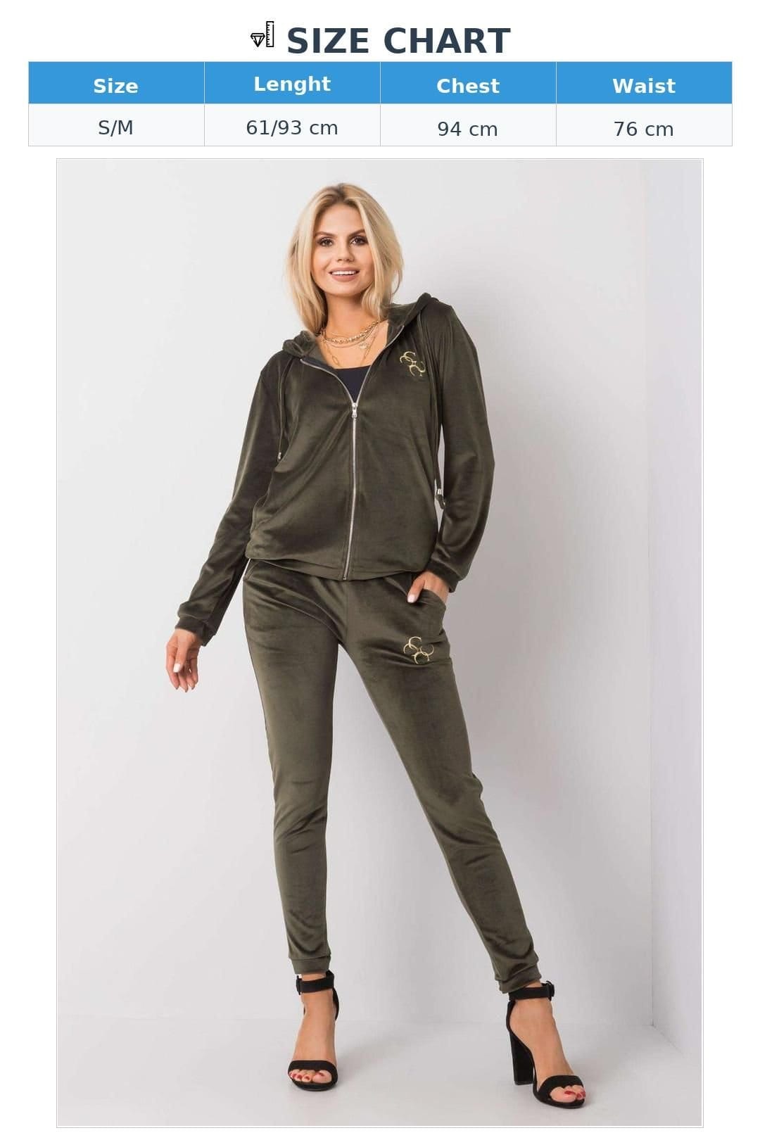 Love Lace Love Lace Women's Velour Zip Hoodie Set with Tie Waist Pants in Green - 4