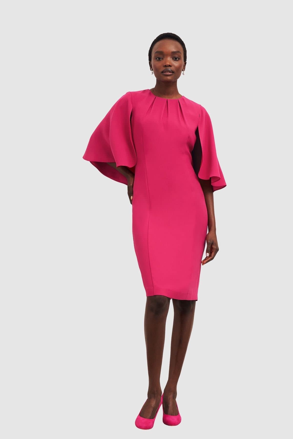 Hobbs London Hobbs London Women's Rhiannon Cape Sleeve Midi Dress in Fuchsia