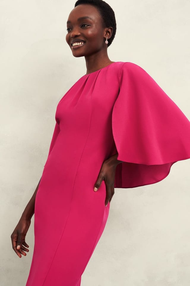 Hobbs London Hobbs London Women's Rhiannon Cape Sleeve Midi Dress in Fuchsia - 3