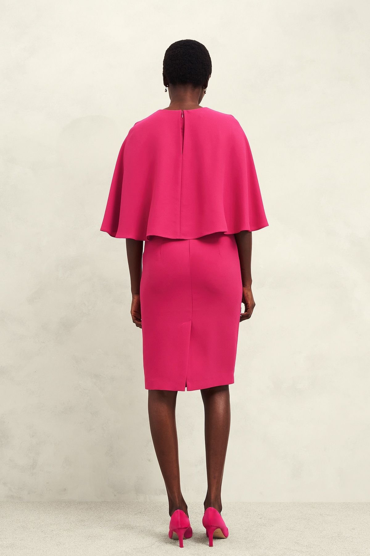 Hobbs London Hobbs London Women's Rhiannon Cape Sleeve Midi Dress in Fuchsia - 4