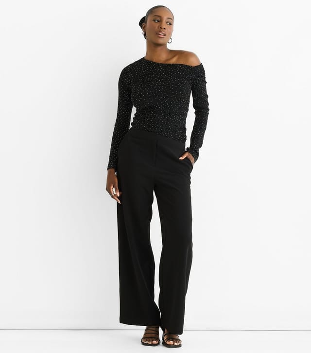 Gini London Women's Black Diamante Embellished Off The Shoulder Top Gini London New Look - 3