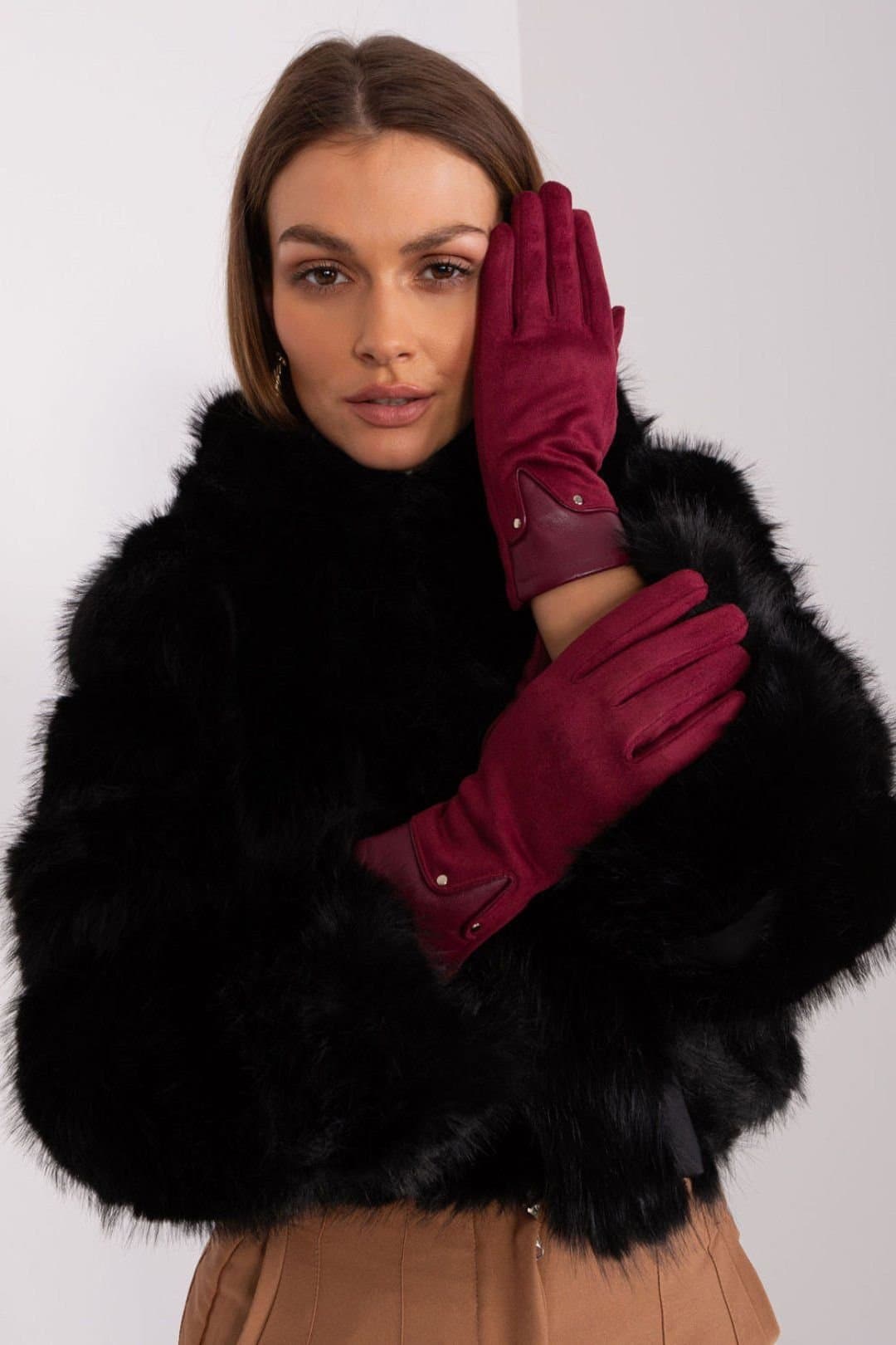 Love Lace Love Lace Women's Touchscreen Elegant Gloves with Embroidered Flower Detail in Red