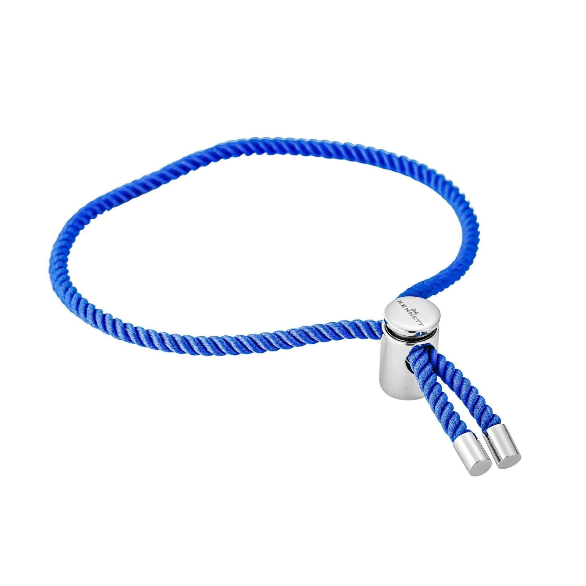 Kennett Kennett Men's Vilamoura Adjustable Rope Toggle Bracelet Rhodium Plated Stainless Steel & Nylon in Blue