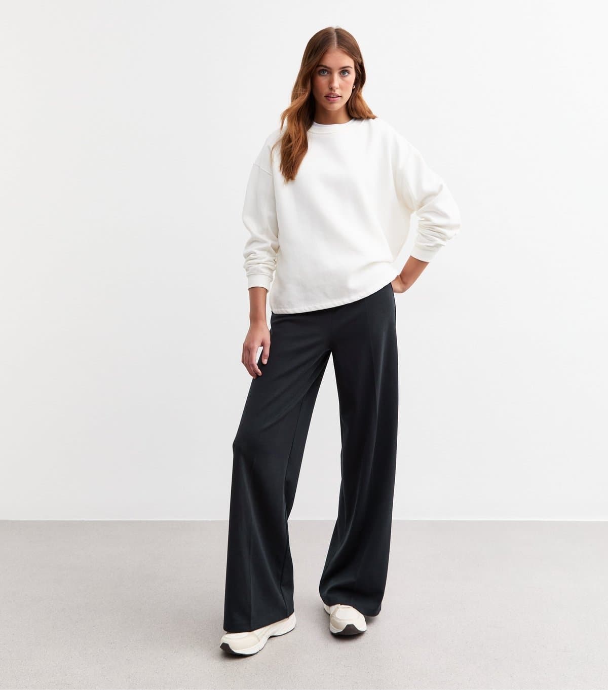 New Look Women's Tall Navy Jersey Wide Leg Trousers New Look