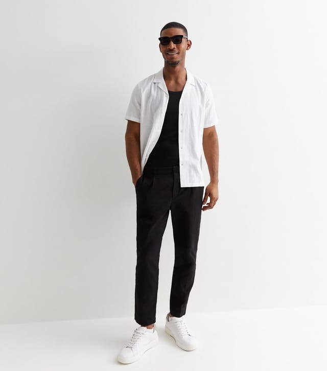 New Look Men's White Linen Blend Short Sleeve Shirt New Look - 3