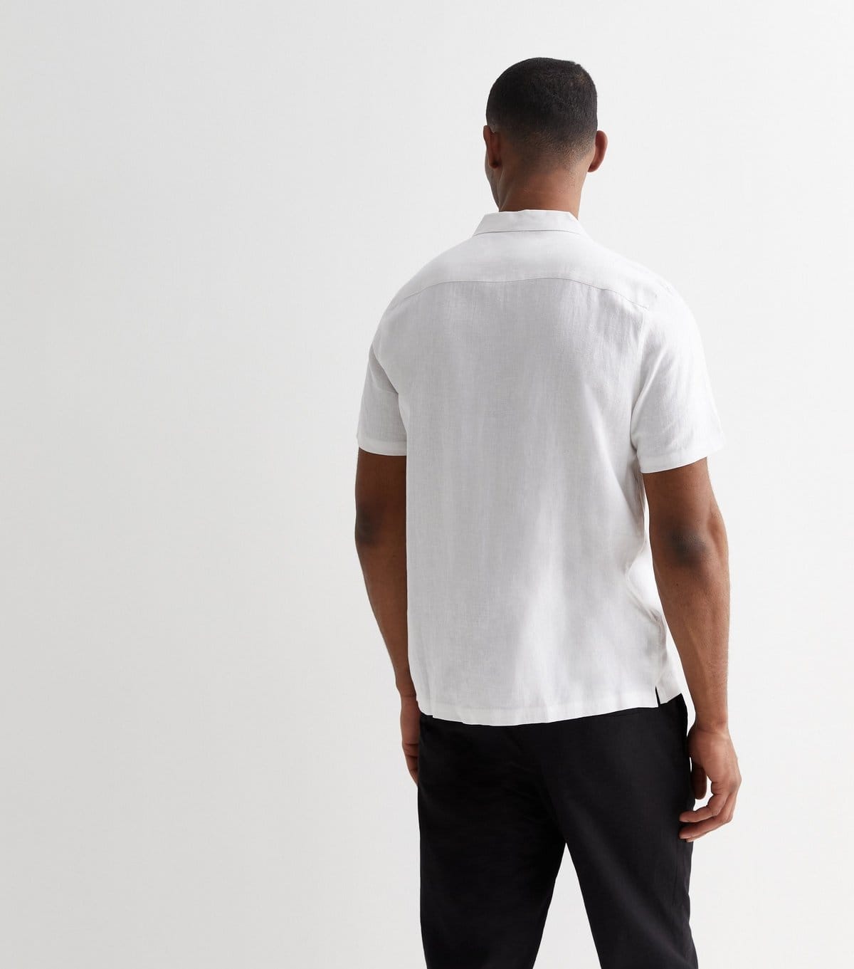 New Look Men's White Linen Blend Short Sleeve Shirt New Look - 4