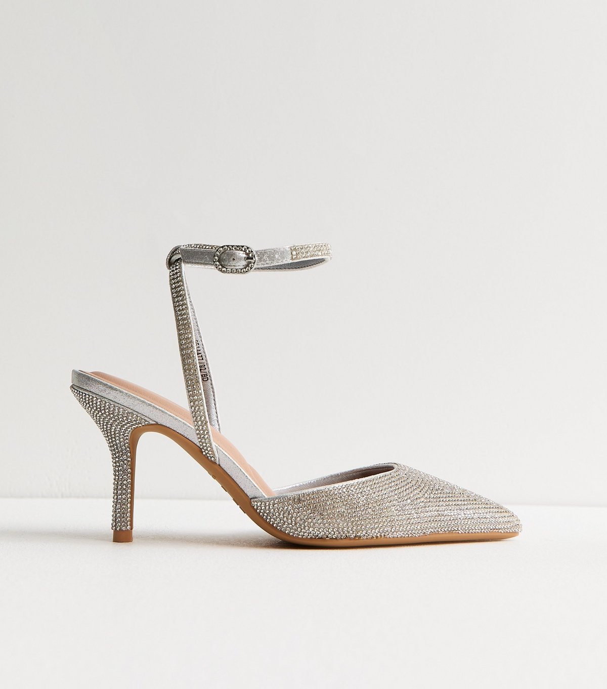 New Look Women's Silver Diamanté Embellished Court Shoes Vegan New Look - 2