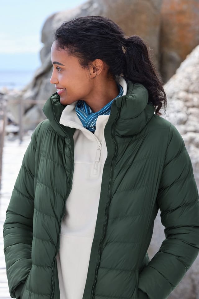 WoolOvers WoolOvers Women's Arnside Funnel Neck Midi Coat in Green - 2