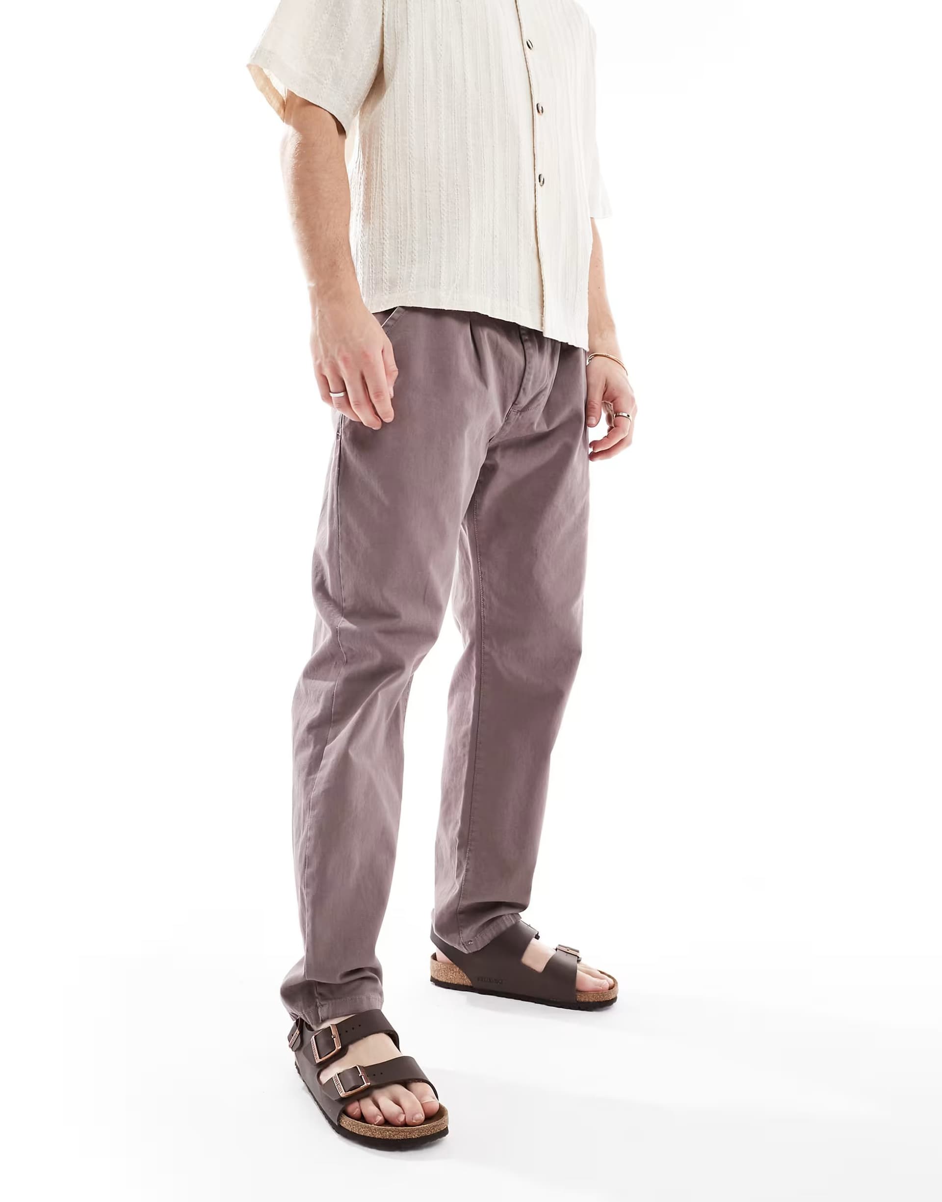 ASOS Brave Soul Wide leg cotton chino trousers in taupe