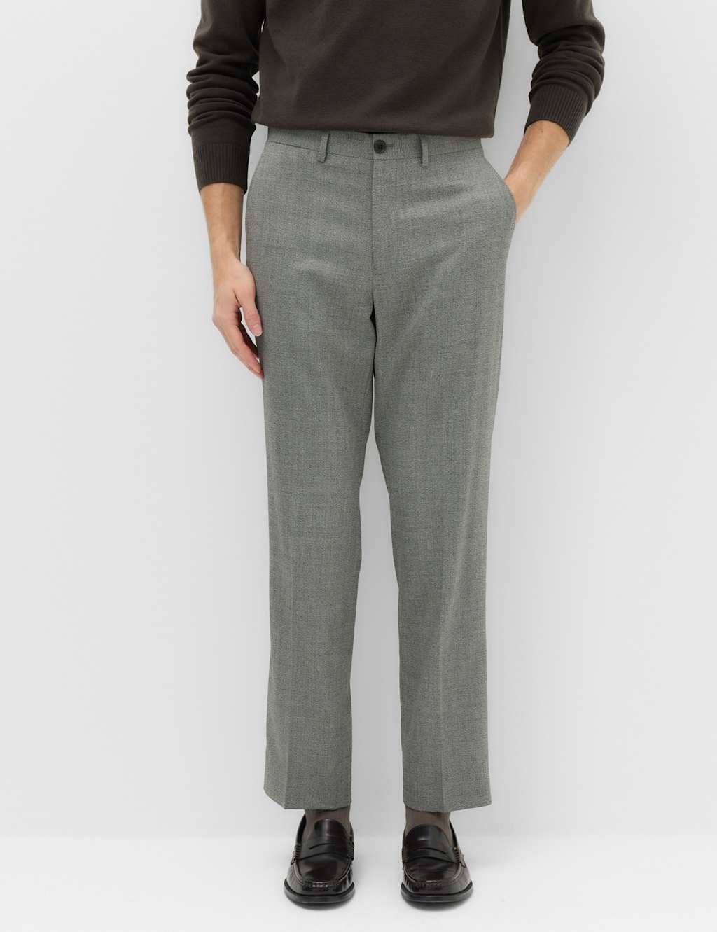 Marks & Spencer M&S Charcoal Wool Blend Regular Fit Trousers