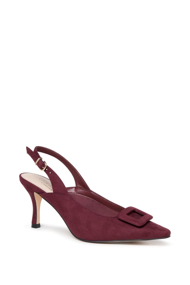 Paradox London Paradox London Women's Salem' Stiletto Heel Slingback Shoes in Burgundy - 3