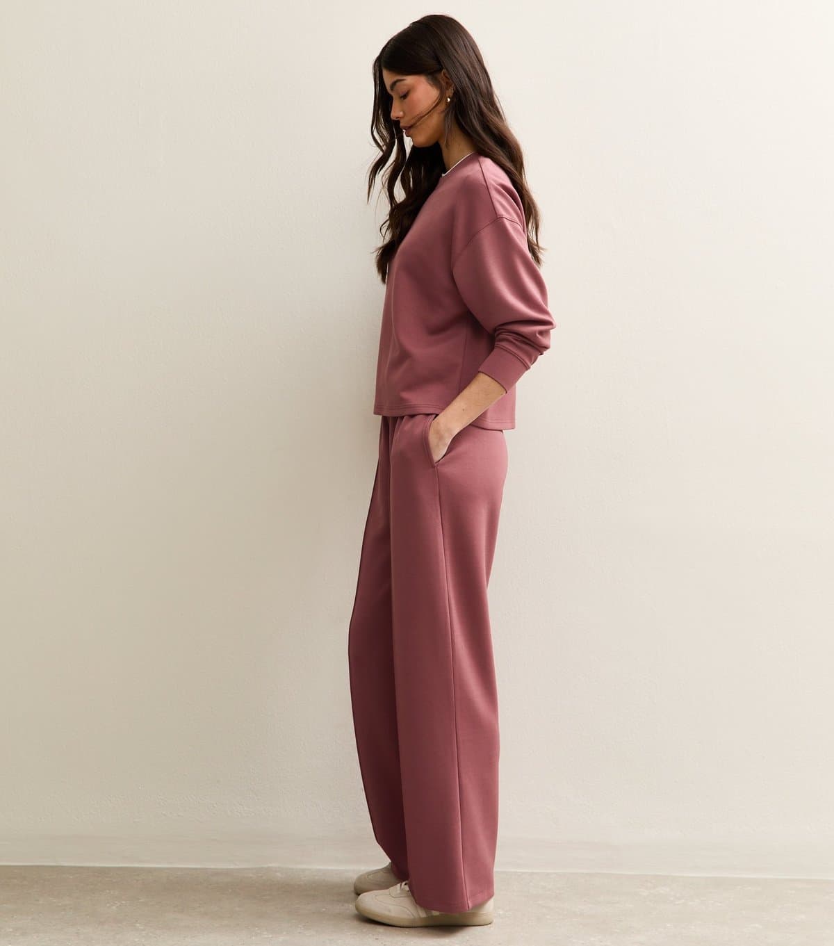 New Look Women's Premium Bright Pink Elasticated Waist Wide Leg Joggers New Look