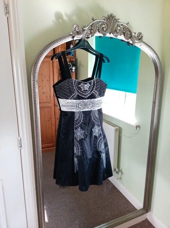 Vintage Dressing Ladies size 12 black embellished netted underneath dress