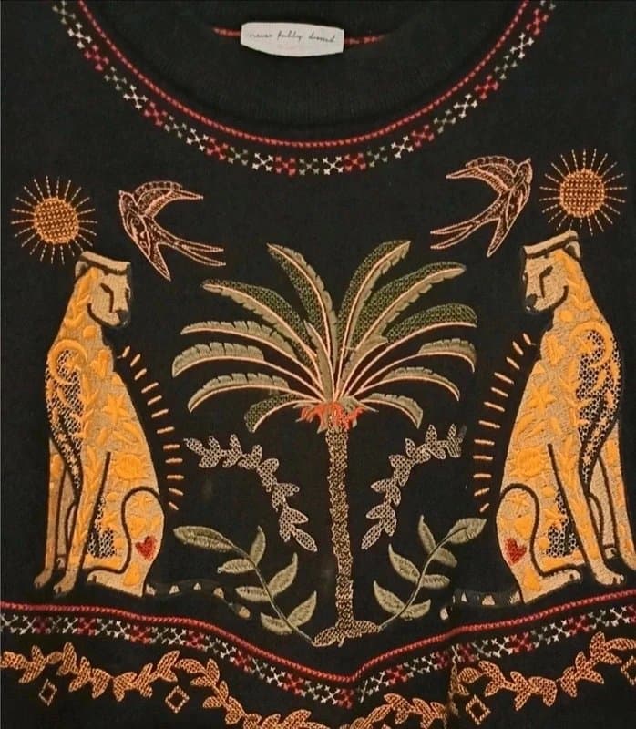 Never Fully Dressed Never Fully Dressed Black Running Wild Embroidered Knit Jumper - size XXXL (20/22)