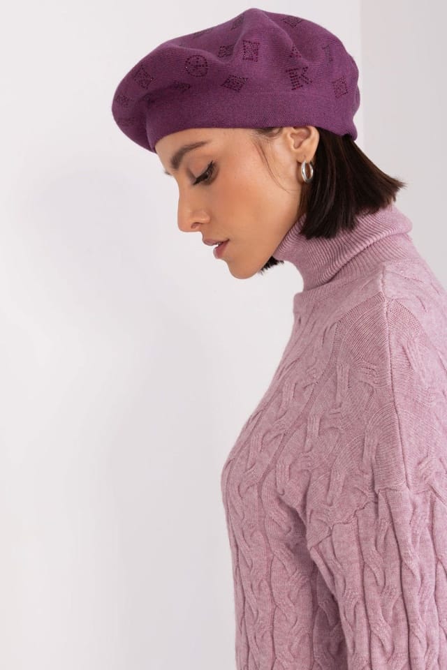 Love Lace Love Lace Women's Classic Wool Beret Hat for Casual Chic Day to Night Wear Everyday in Violet - 2