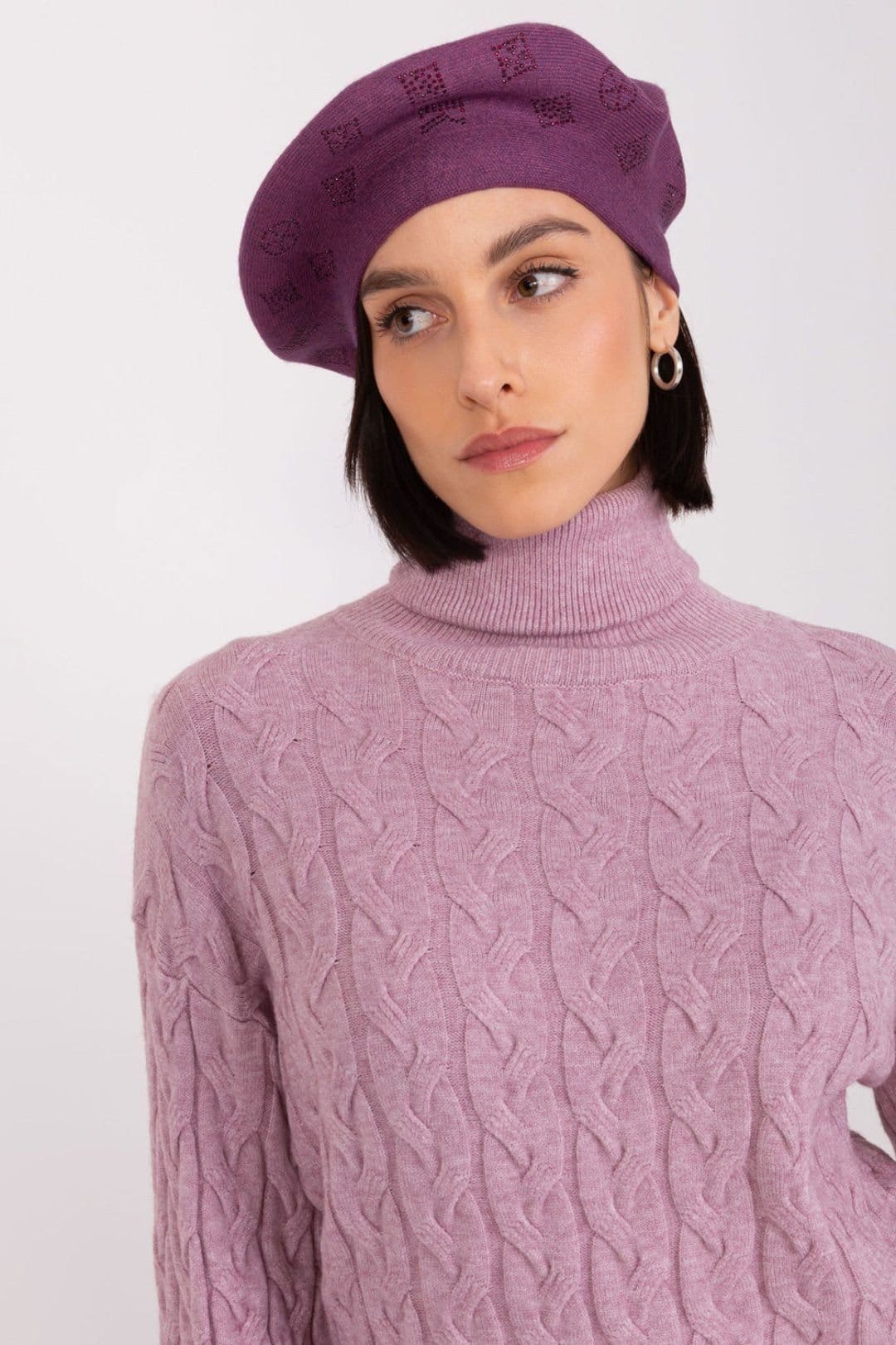 Love Lace Love Lace Women's Classic Wool Beret Hat for Casual Chic Day to Night Wear Everyday in Violet - 4