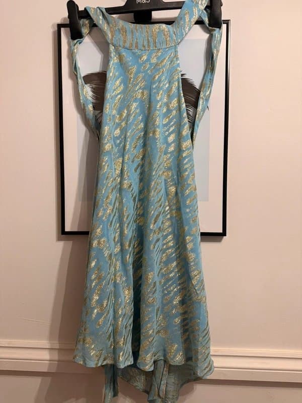 Never Fully Dressed Never Fully Dressed halter-neck blue gold top UK18