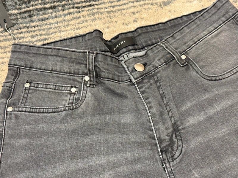 Amiri AMIRI Staggered Embroidered Logo Jeans Storm Grey Size 36 RRP £950