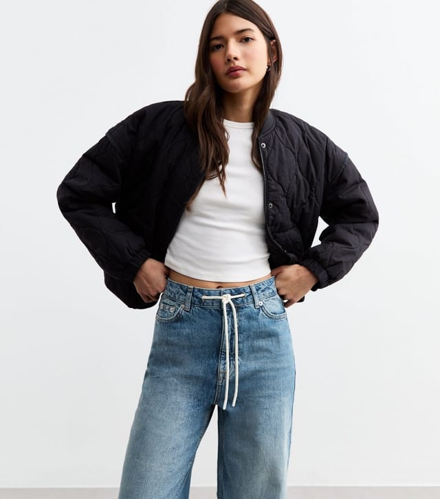 New Look Women's Blue High Rise Drawstring Wide Leg Jeans New Look - 3