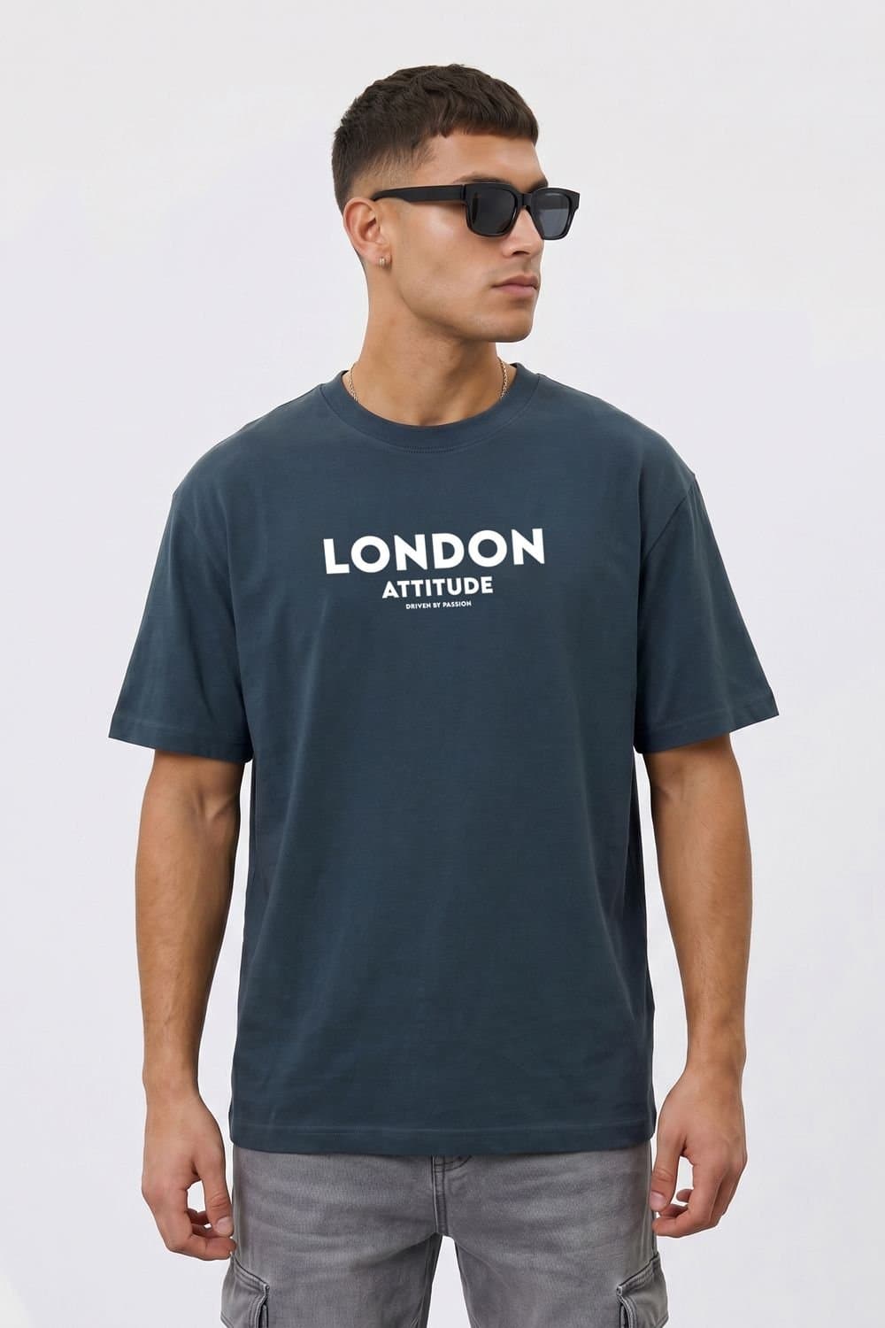 LONDON ATTITUDE LONDON ATTITUDE Men's Original Creators Dragon Graphic Heavyweight Oversized T-Shirt in Blue