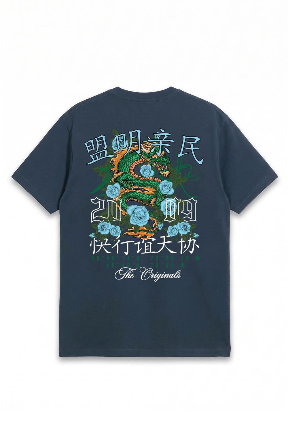 LONDON ATTITUDE LONDON ATTITUDE Men's Original Creators Dragon Graphic Heavyweight Oversized T-Shirt in Blue - 4