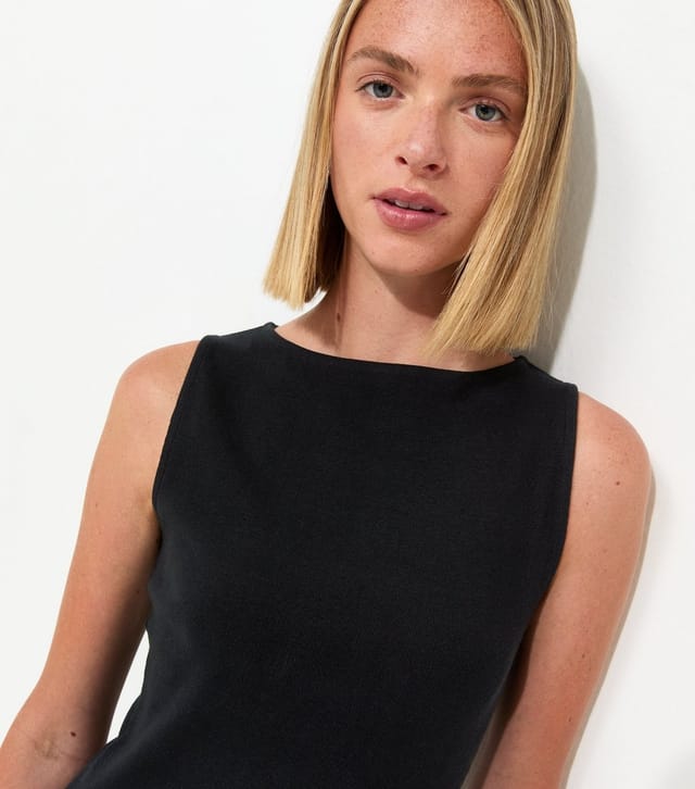 New Look Women's Premium Black Heavyweight Cotton Slash Neck Top New Look - 2