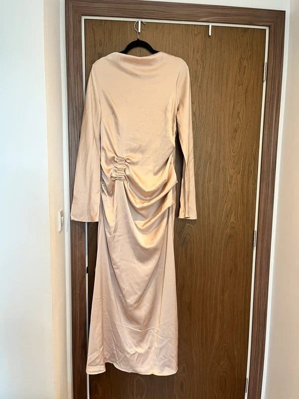 ASOS ASOS Ruched Draped Maxi Dress Nude Beige UK 14 Sold out on website - 1