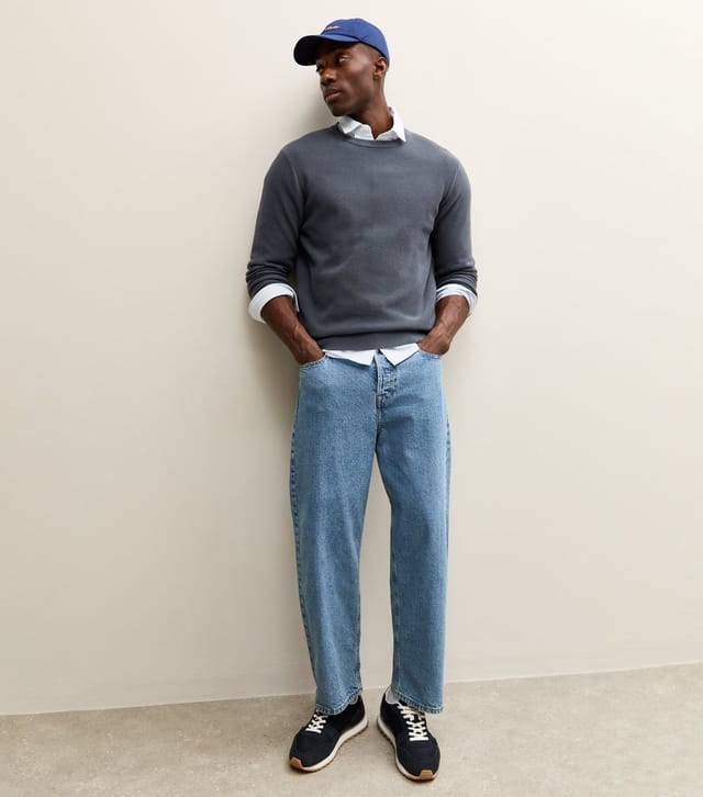 New Look Men's Dark Blue Regular Textured Crew neck Jumper New Look - 3