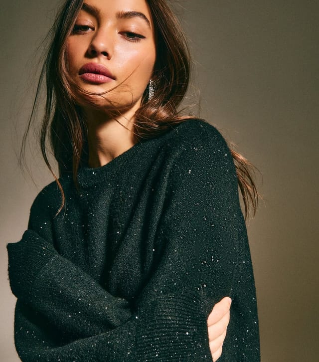 New Look Women's Black Sequin Yarn Crew Neck Jumper New Look - 3